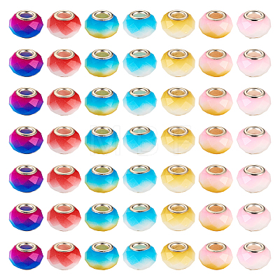  70Pcs 7 Colors Glass European Beads GPDL-TA0001-03-1