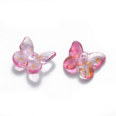 Two Tone Transparent Spray Painted Glass Charms GLAA-T016-22F-1