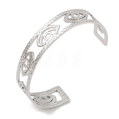 Non-Tarnish Hollow Wide Version Open Cuff Bangles BJEW-U006-03P-01-1