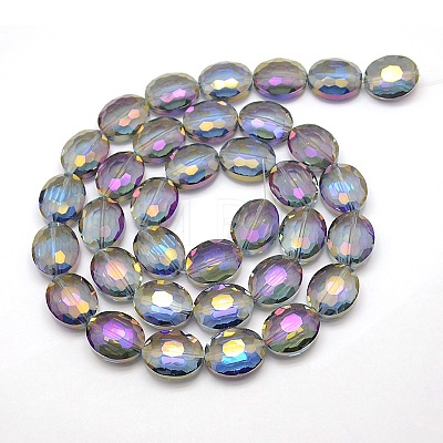 Faceted Electroplate Crystal Glass Oval Beads Strands EGLA-F059B-04-1