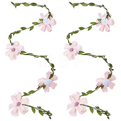 Flower Polyester with Iron wire Upper Arm Cuff Bangles for Women AJEW-GF0014-08A-1