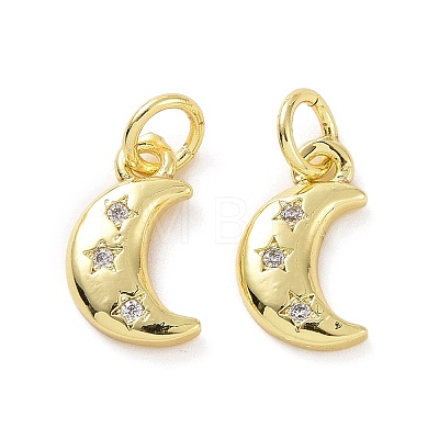 Brass Micro Pave Clear Cubic Zirconia Charms KK-E068-VF050-1