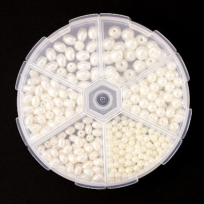 410Pcs 6 Styles Glass Pearl Beads HY-TA0003-04B-1