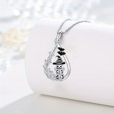 Halloween Alloy Enamel Teardrop with Pumpkin Pendant Necklaces WG58090-01-1