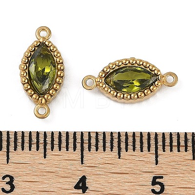 Ion Plating(IP) 304 Stainless Steel Cubic Zirconia Horse Eye Links Connector Charms X-STAS-K256-21G-1