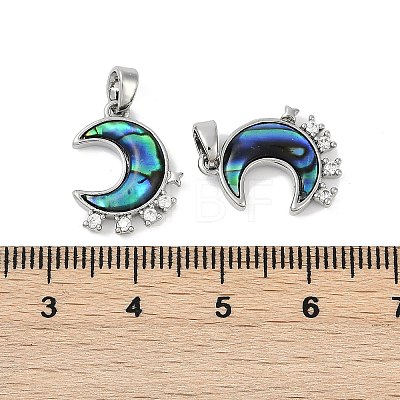 Natural Paua Shell Moon Pendants KK-U043-23P-01-1