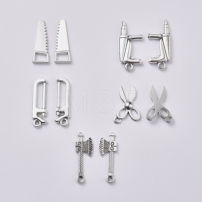 Mixed Tools Metal Charms Tibetan Style Alloy Pendants TIBEP-X0185-71AS-1