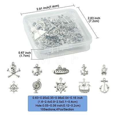 10 Styles Pirate Theme Tibetan Style Alloy Pendants FIND-SC0012-73-1