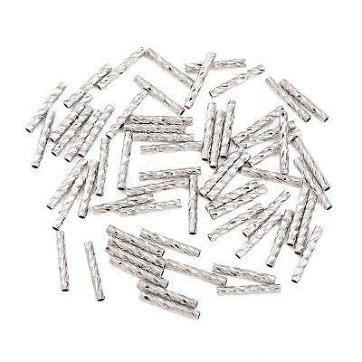 Brass Textured Tube Beads KK-H250-01A-P-1