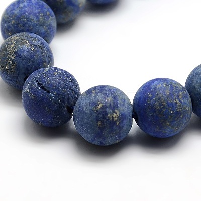 Natural Frosted Lapis Lazuli Round Bead Strands G-M064-10mm-08-1