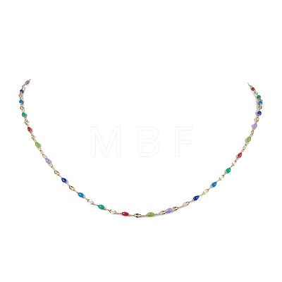 304 Stainless Steel Enamel Link Chains Necklaces NJEW-JN04788-1