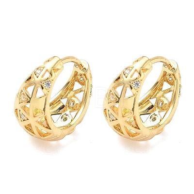 Hollow Triangle Brass Micro Pave Clear Cubic Zirconia Hoop Earrings EJEW-G452-04G-1