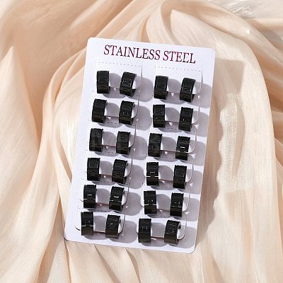 304 Stainless Steel Polishing Effect Hoop Earrings EJEW-M001-39EB-1