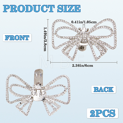 2Pcs Bowknot Alloy Rhinestone Shoe Decorations FIND-CP0002-24A-1