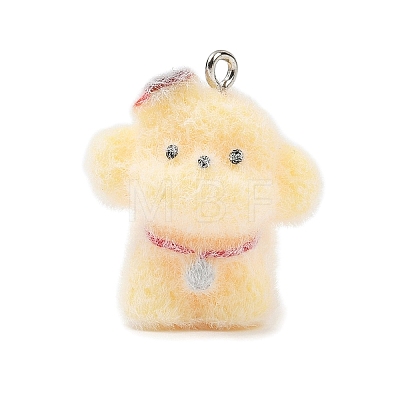 Flocking Opaque Resin Pendants RESI-I353-02P-04-1