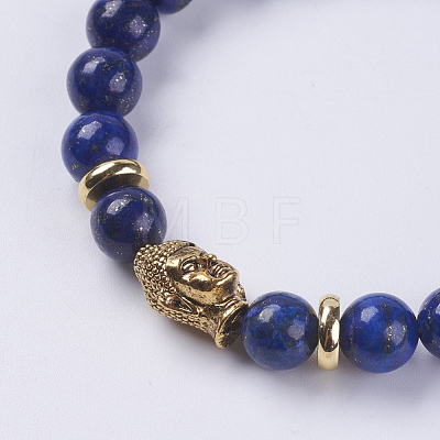 Natural Lapis Lazuli Beads Stretch Bracelets BJEW-E325-D36-1