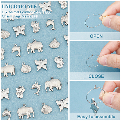 Unicraftale DIY Animal Pendant Wine Glass Charm Tags Making Kit DIY-UN0003-26-1