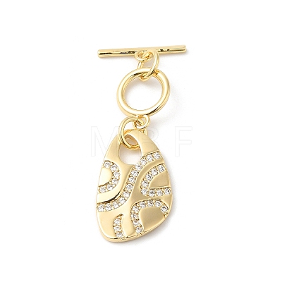 Brass Micro Pave Clear Cubic Zirconia Toggle Clasps KK-P234-63G-1