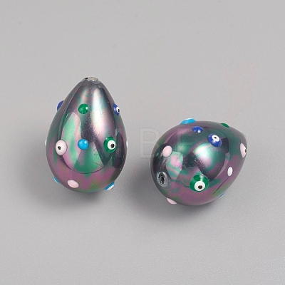 Paint Sprayed Shell Pearl Beads X-BSHE-I010-08B-1