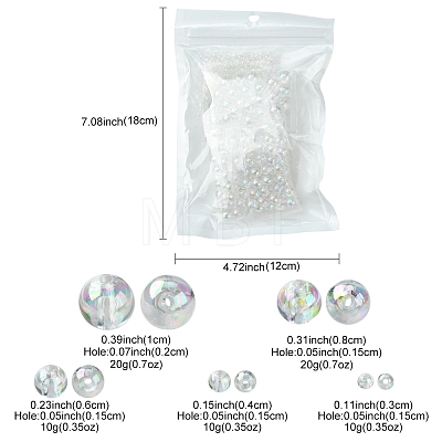800Pcs 5 Sizes Eco-Friendly Transparent Acrylic Beads TACR-FS0001-21-1