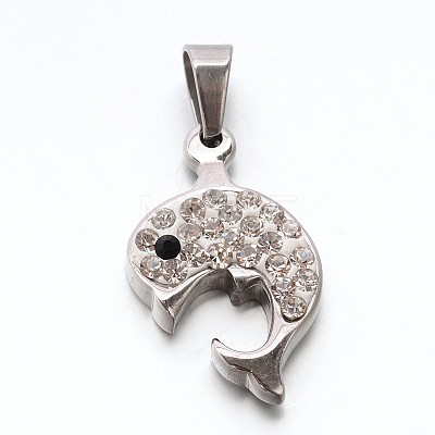 304 Stainless Steel Dolphin Pendants STAS-L130-22-1