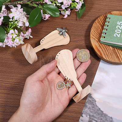 2Pcs Desktop Ear Shaped Wood Earrings Organizer Display Stands for Jewelry Display Rack ODIS-CA0001-32A-1