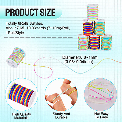 6Rolls 6 Styles Segment Dyed Polyester Thread NWIR-TA0001-47A-1