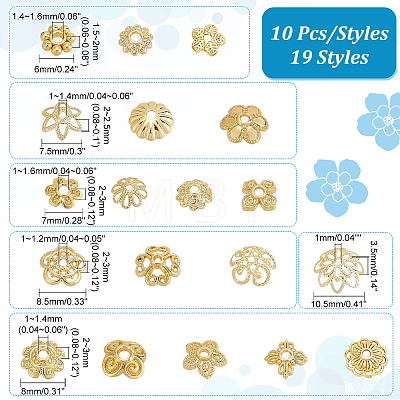   190Pcs 19 Styles Brass Spacer Beads FIND-PH0017-86-1