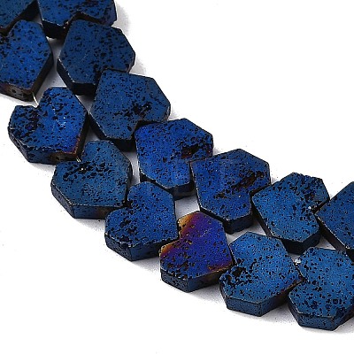 Electroplated Natural Lava Rock Beads Strands G-K388-04B-06-1