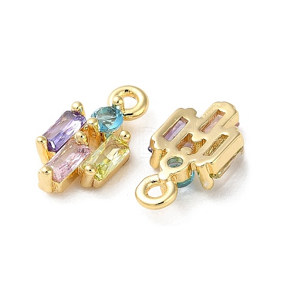 Brass Micro Pave Cubic Zirconia Charms KK-F872-19G-1