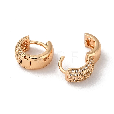 Brass Thick Hoop Earrings with Rhinestone EJEW-K256-47KCG-1