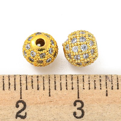 Round Brass Micro Pave Cubic Zirconia Beads ZIRC-N016-01G-6MM-1