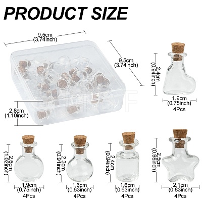 20Pcs 5 Styles Mini High Borosilicate Glass Bottle Bead Containers BOTT-YW0001-02-1