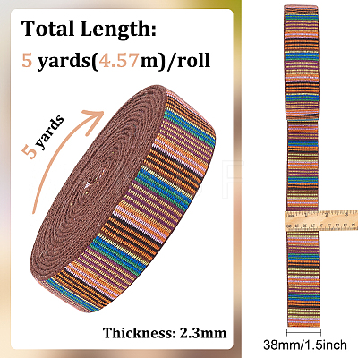 BENECREAT 5 Yards Ethnic Style Polyester Ribbons SRIB-BC0001-17-1