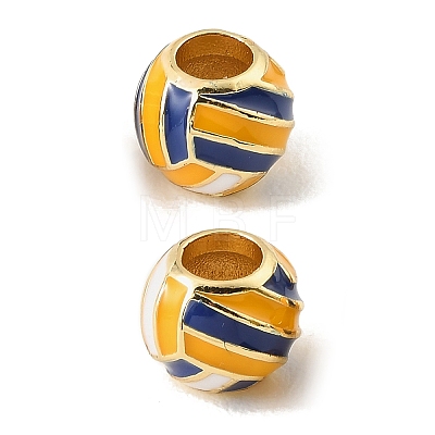Sports Ball Brass Enamel European Beads KK-CBAF2EC-03G-05-1