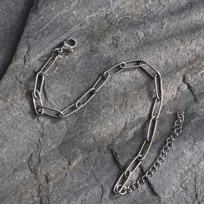 Tarnish Resistant 304 Stainless Steel Paperclip Chain Bracelet for Men Women BJEW-E031-03P-06-1