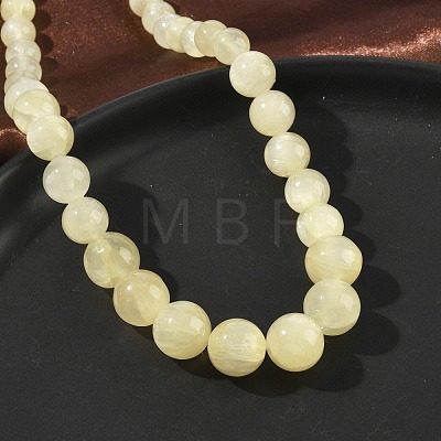Natural Golden Silk Jade Graduated Round Beaded Necklaces NJEW-F368-02P-1