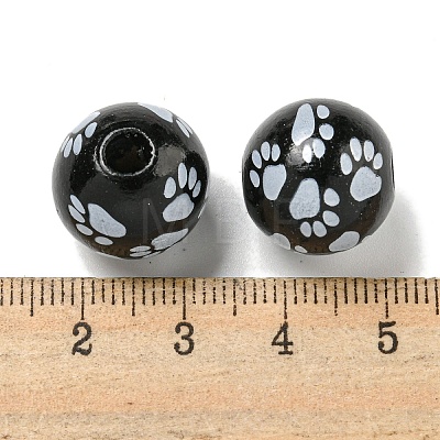 Printed Wood European Beads WOOD-G022-09D-1