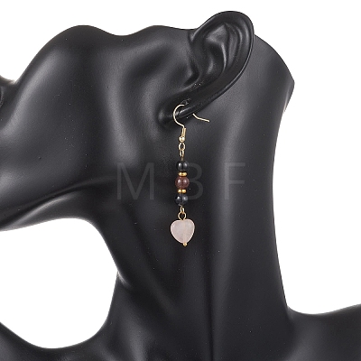 Valentine's Day Natural Multicolor Tourmaline & Natural Rose Quartz Dangle Earrings for Women EJEW-JE06955-1