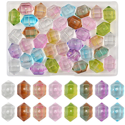 40Pcs 8 Colors Transparent Handmade Lampwork Beads LAMP-YW0004-37-1