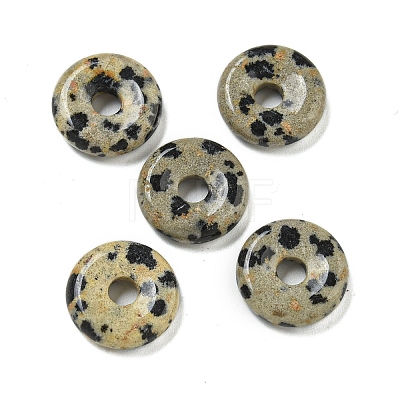 Natural Dalmatian Jasper Donut/Pi Disc Charms G-G142-01M-1