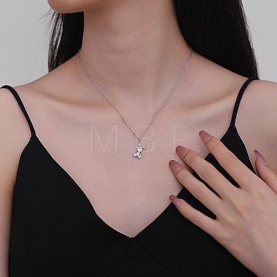 Brass Pave Clear Cubic Zirconia Rabbit Pendant Necklaces for Women WG4E031-01-1