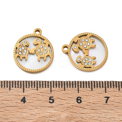 304 Stainless Steel & Natural Shell & Rhinestone Pendants SA-CBA49D2-06G-02-1
