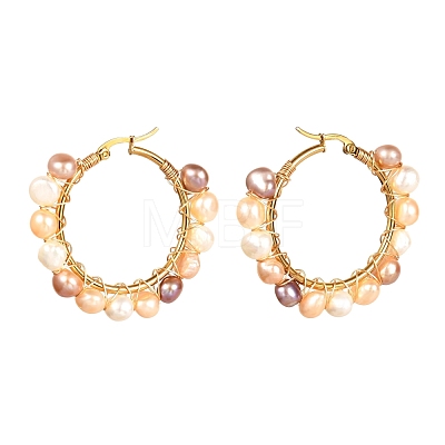 Vintage Natural Pearl Beads Earrings for Girl Women EJEW-JE04643-03-1