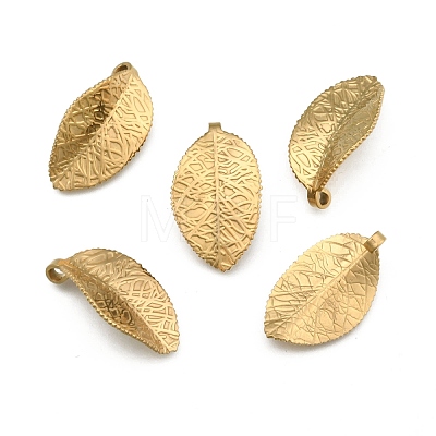 304 Stainless Steel Leaf Pendants STAS-S040-07G-1