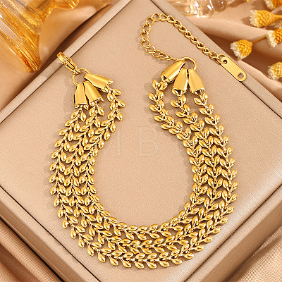 304 Stainless Steel Wheat Link Chains Multi-strand Bracelets for Women WG63B33-01-1