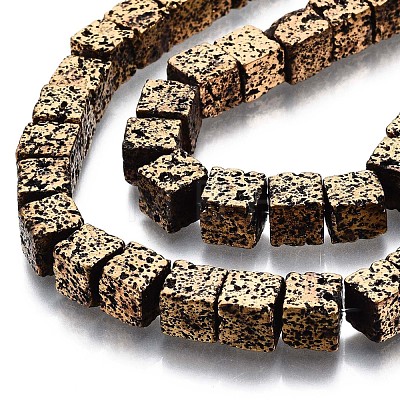 Electroplated Natural Lava Rock Beads Strands G-S374-005G-1