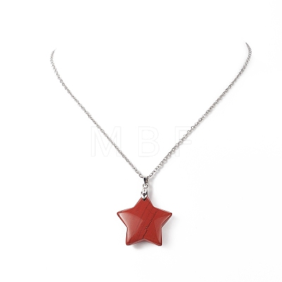 Natural Gemstone Star Pendants Necklace NJEW-JN04197-1