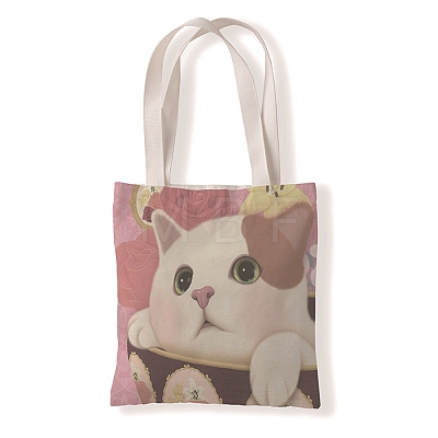 Cat Pattern Canvas Women's Tote Bags PW-WGA189E-03-1