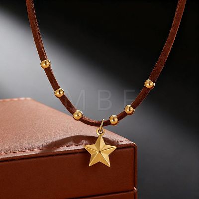 Alloy Star Pendant Faux Suede Cord Necklaces for Women WG50317-03-1